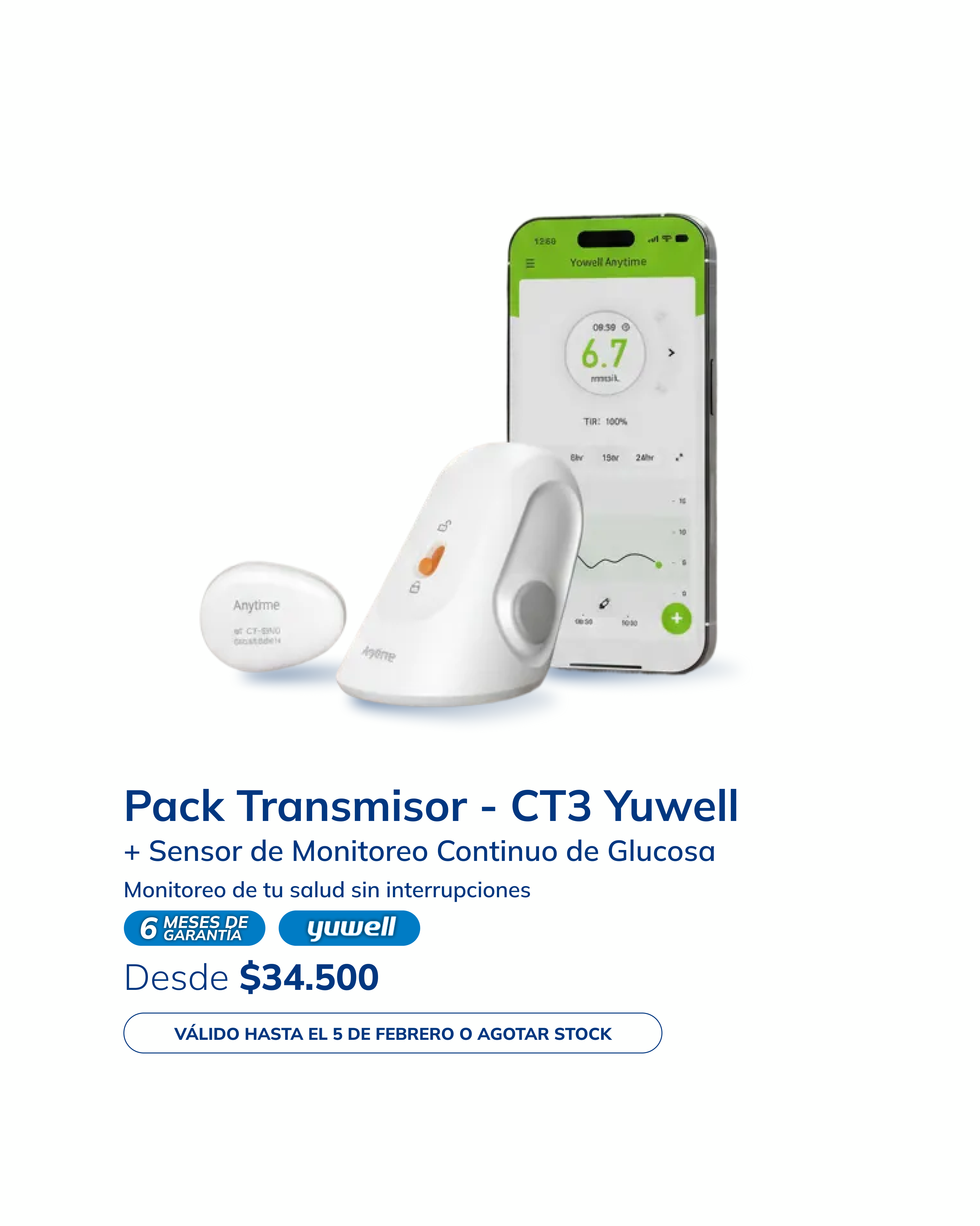 Pack Transmisor + Sensor CT3 Yuwell Anytime